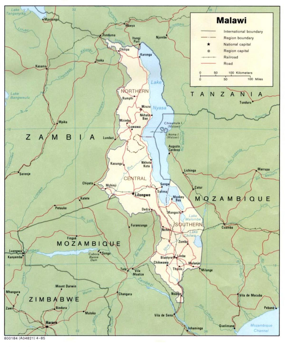 mapa de rua de blantyre, Malawi