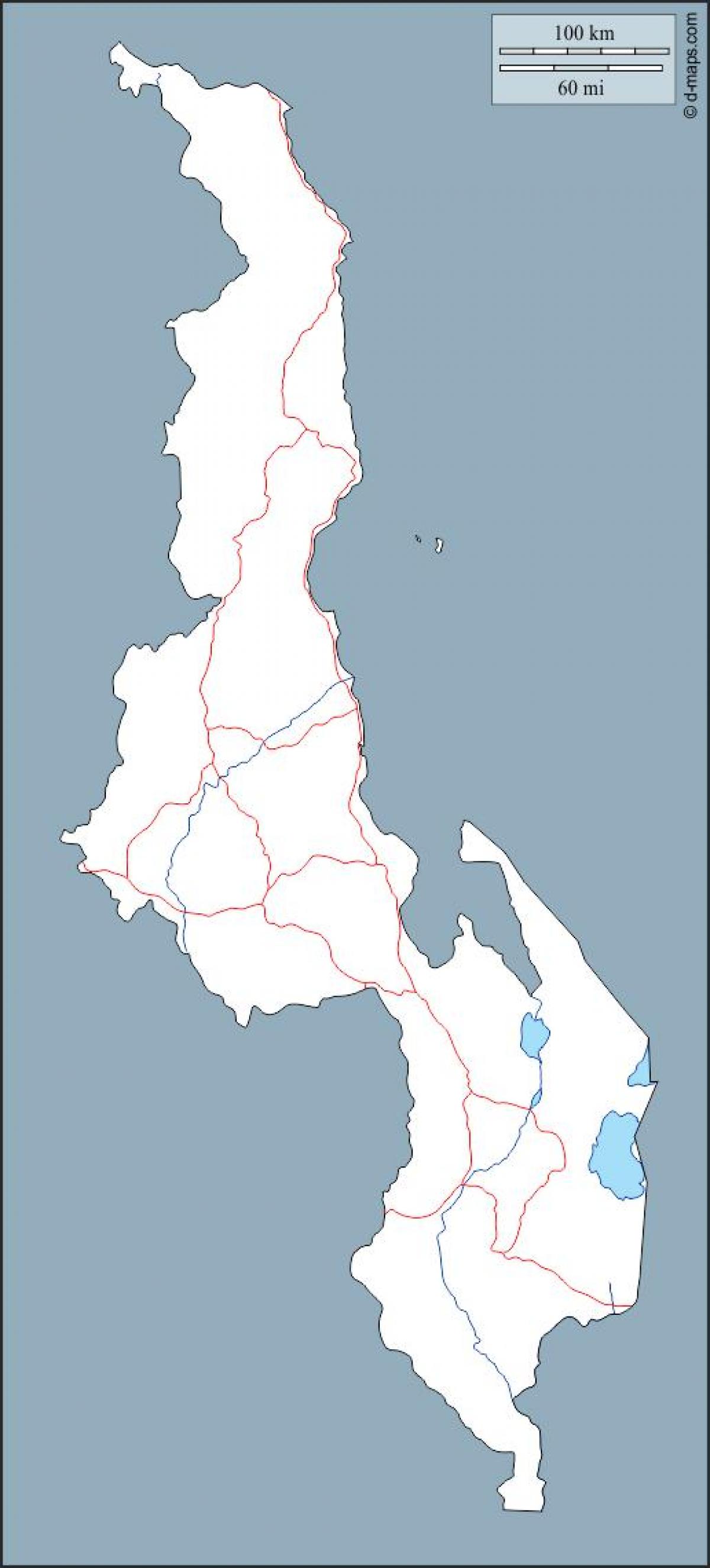 mapa do Malawi contorno do mapa