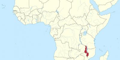 Mapa da áfrica mostrando Malawi