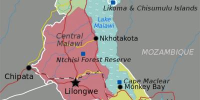 Mapa do lago Malawi, áfrica