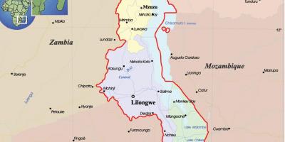 Mapa do Malawi político